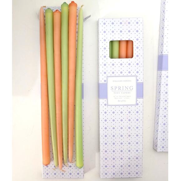 Lot of 4 Williams Sonoma Spring Easter 24 Tiny Taper Candles Orange Green 10" - Picture 5 of 11